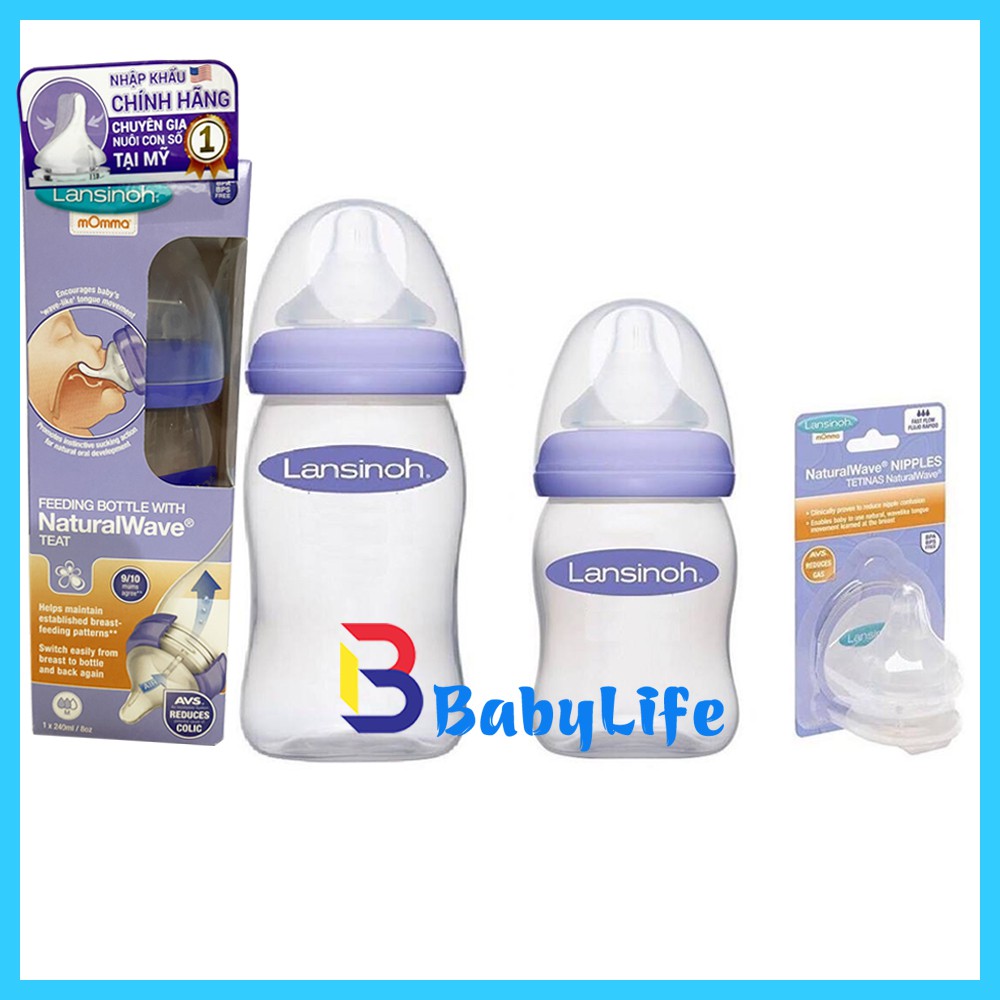 Bình sữa momma lansinoh 160ml, 240ml chính hãng