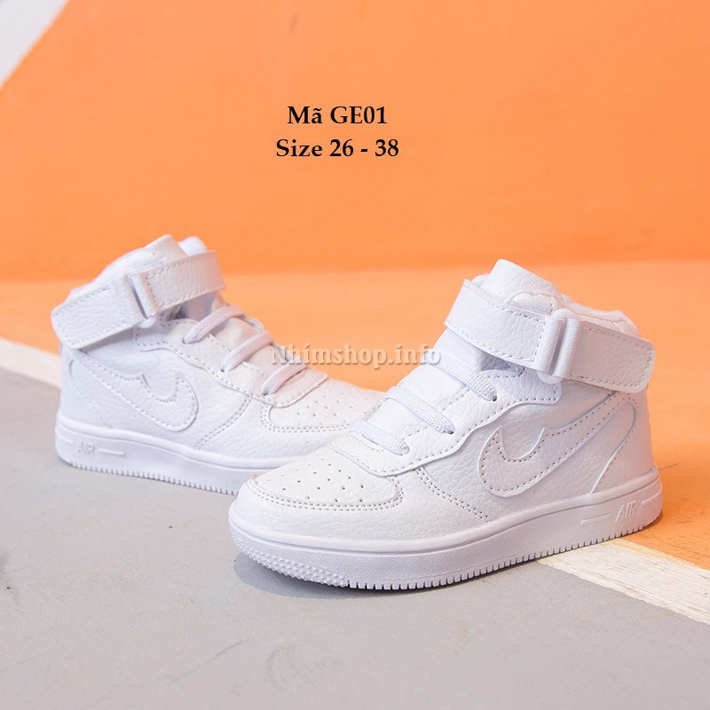 Giày thể thao cho bé trai và bé gái GE01 màu trắng sneaker cá tính