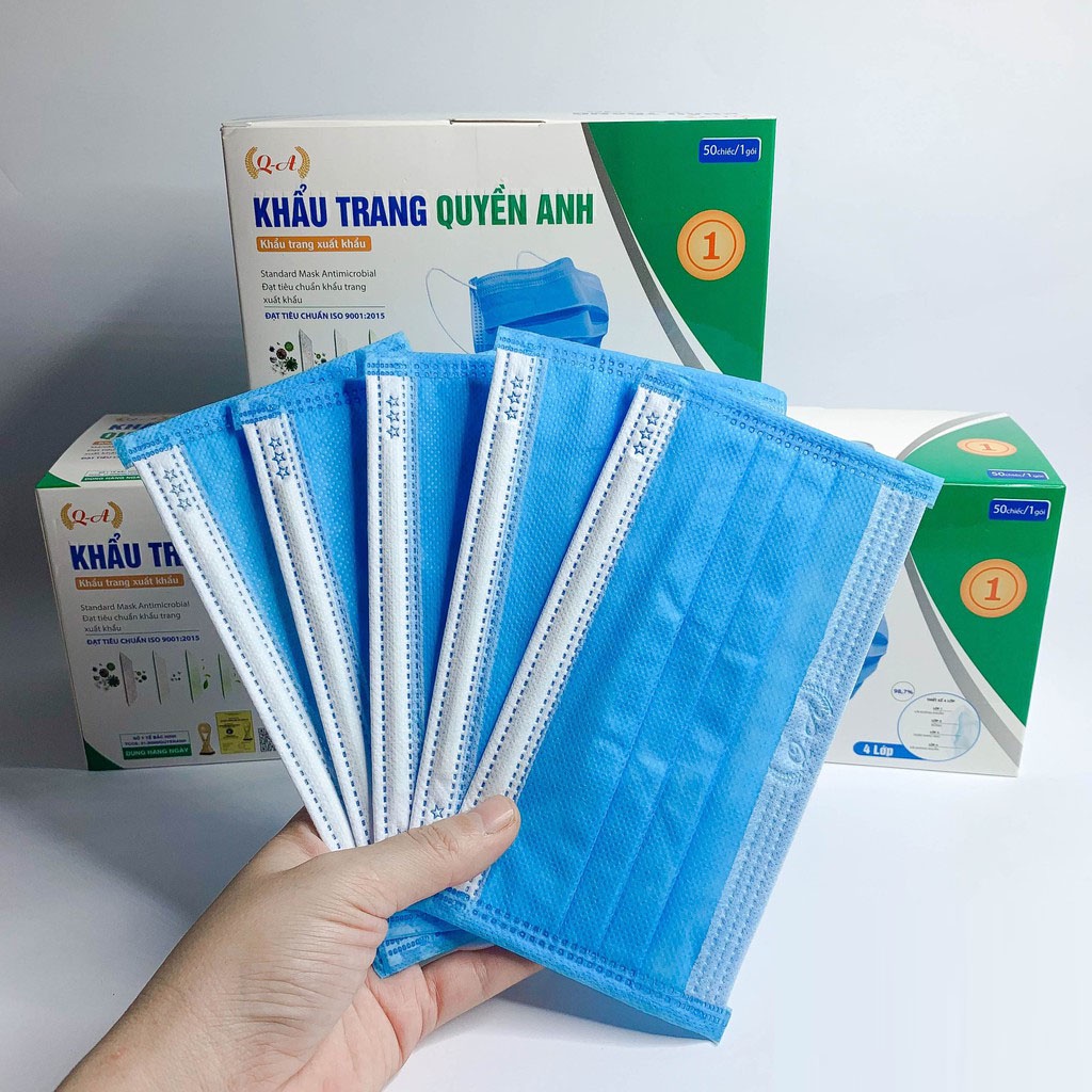 Khẩu trang y tế 4 lớp Quyền Anh 4 màu, Hàng chính hãng ( Hộp 50 cái )
