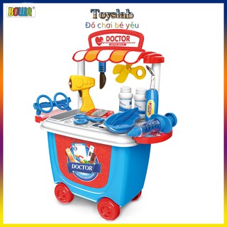 Đồ chơi nhập vai bác sĩ cho bé bowa 8358cb : xe dụng cụ bác sĩ 22 chi tiết, có dùng pin