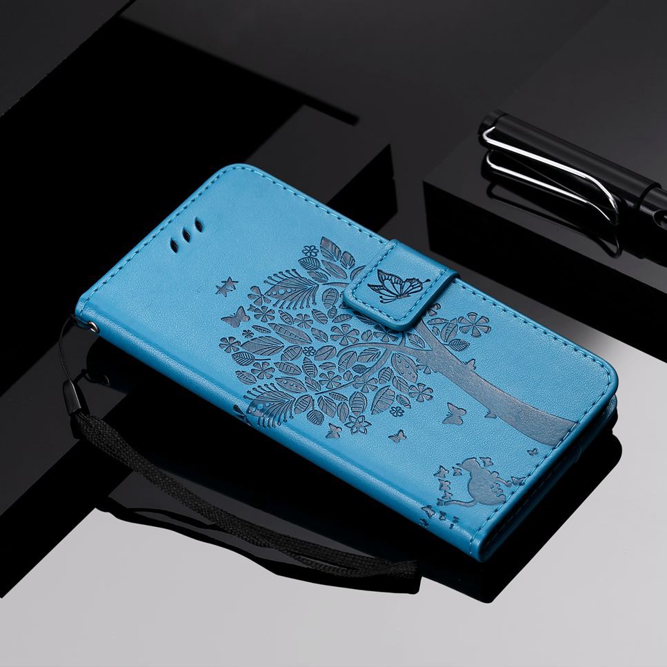 For Huawei Nova 3i/P Smart Plus Blue Cat Tree Leather Flip Wallet Stand Case