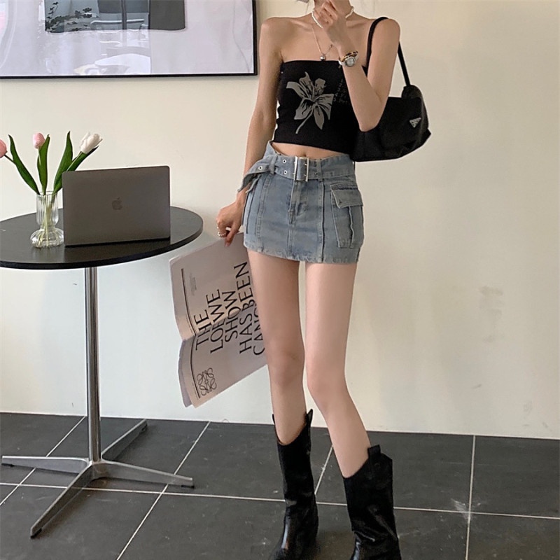 Quần Giả Váy Jeans Lưng Cao Thời Trang Quyến Rũ