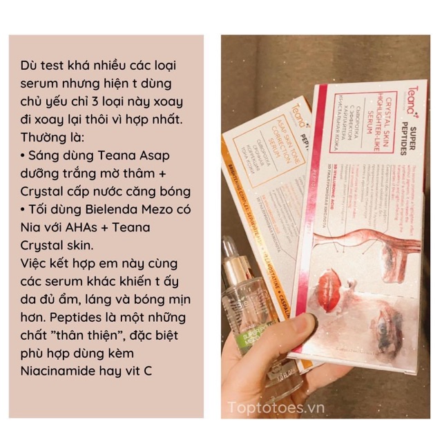 Serum Teana Super Peptides Crystal Skin làm căng bóng da, dưỡng ẩm