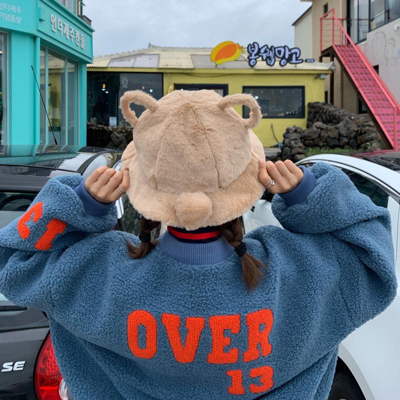 Cute Korean style soft cat-ear hat for women