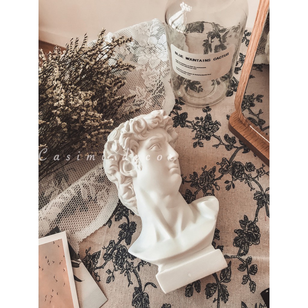 [FOLLOW NHẬN MÃ] Lọ cắm bông hoa đầu tượng David, bình trang trí bàn học, bàn làm việc Châu Âu VINTAGE Casimi Decor