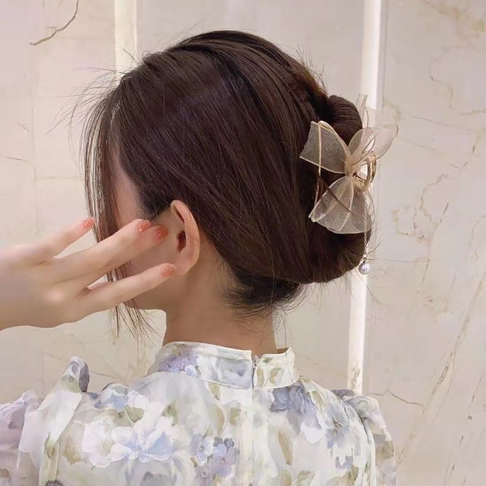 Kẹp Tóc Hình Nơ Phối Ren Thời Trang Cho Nữ