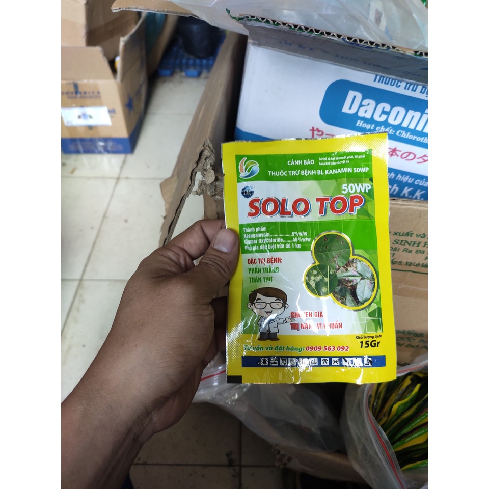 trị bệnh nấm vi khuẩn solo top đặc trị thán thư phấn trắng 15g (Kasugamycin 5%, copper oxychloride 45%)