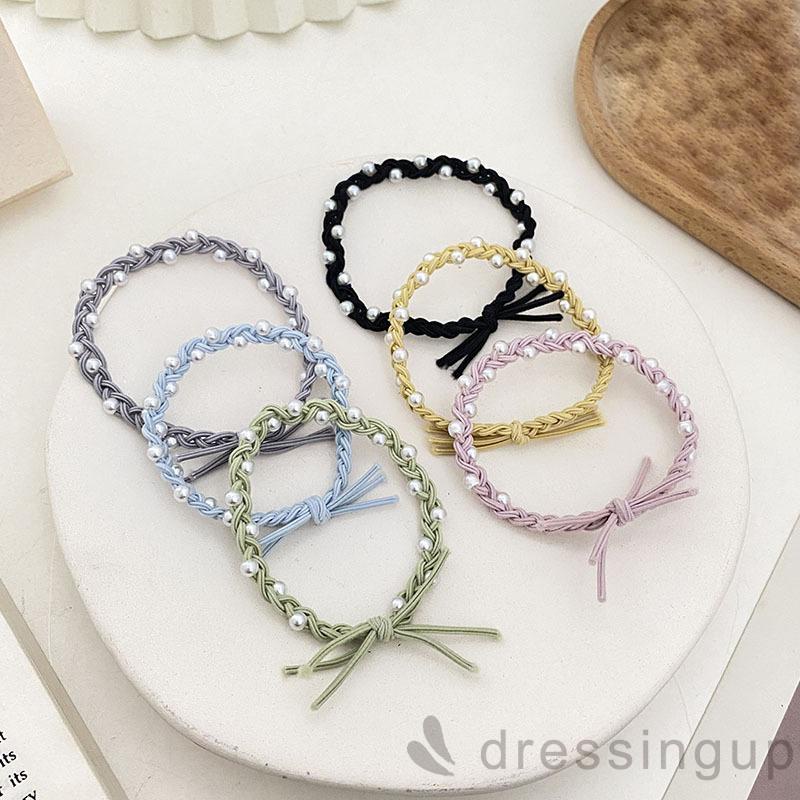 Dây buộc tóc cao su bện ba sợi màu kẹo ngọc trai cho nữ