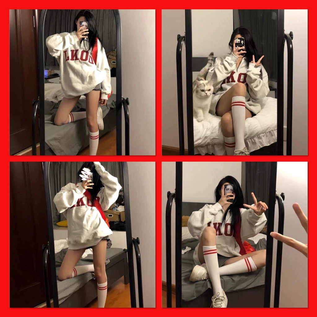 Áo Nỉ Cổ Pollo KLOO Nữ [FREESHIP] 🌸 Sweater cao cổ dài tay bồng, thun hoodie form rộng cá tính Ulzzang 🌸