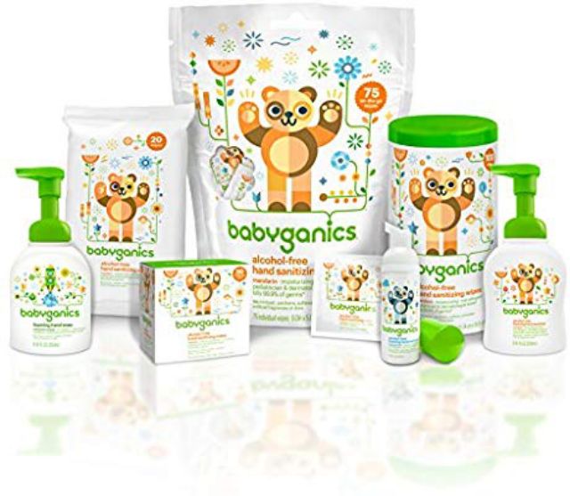 Khăn lau tay diệt khuẩn không cồn Babyganics