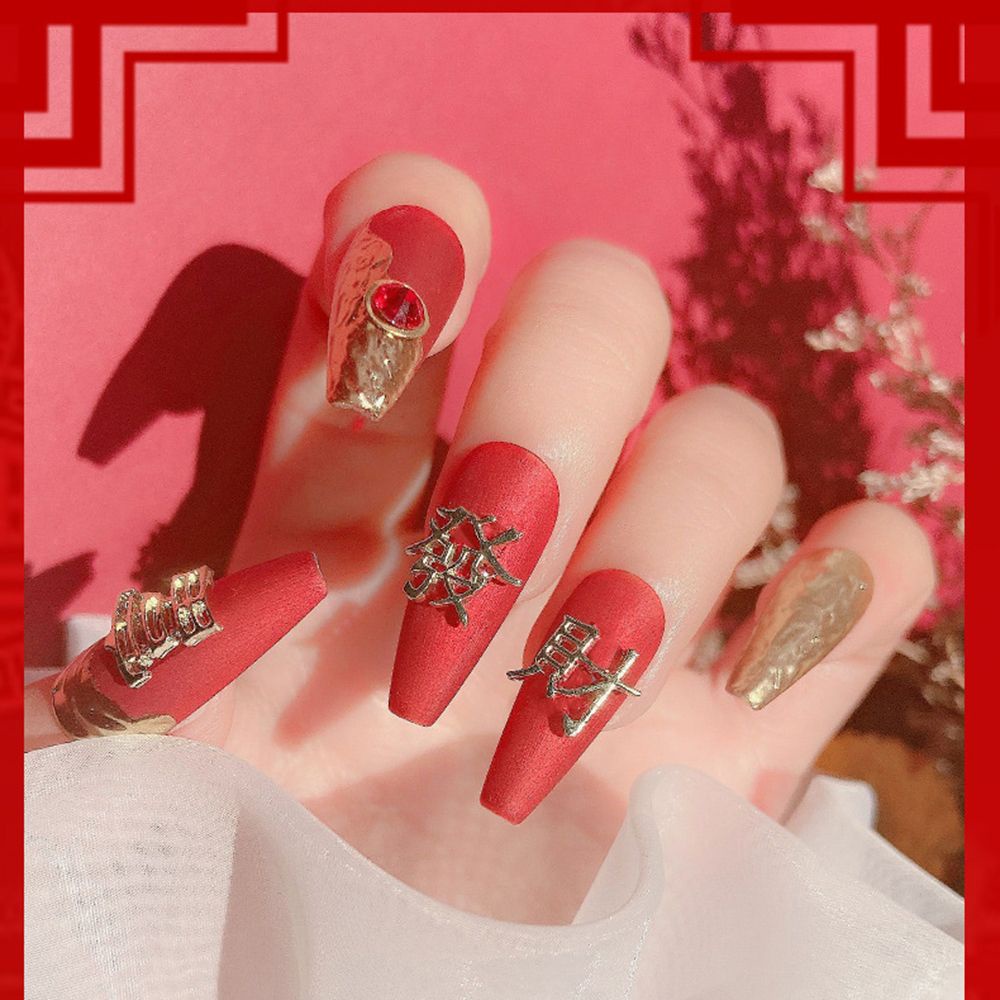 [Hàng mới về] Set phụ kiện đính trang trí móng tay nghệ thuật 3D phong cách Trung Hoa năm mới thời trang