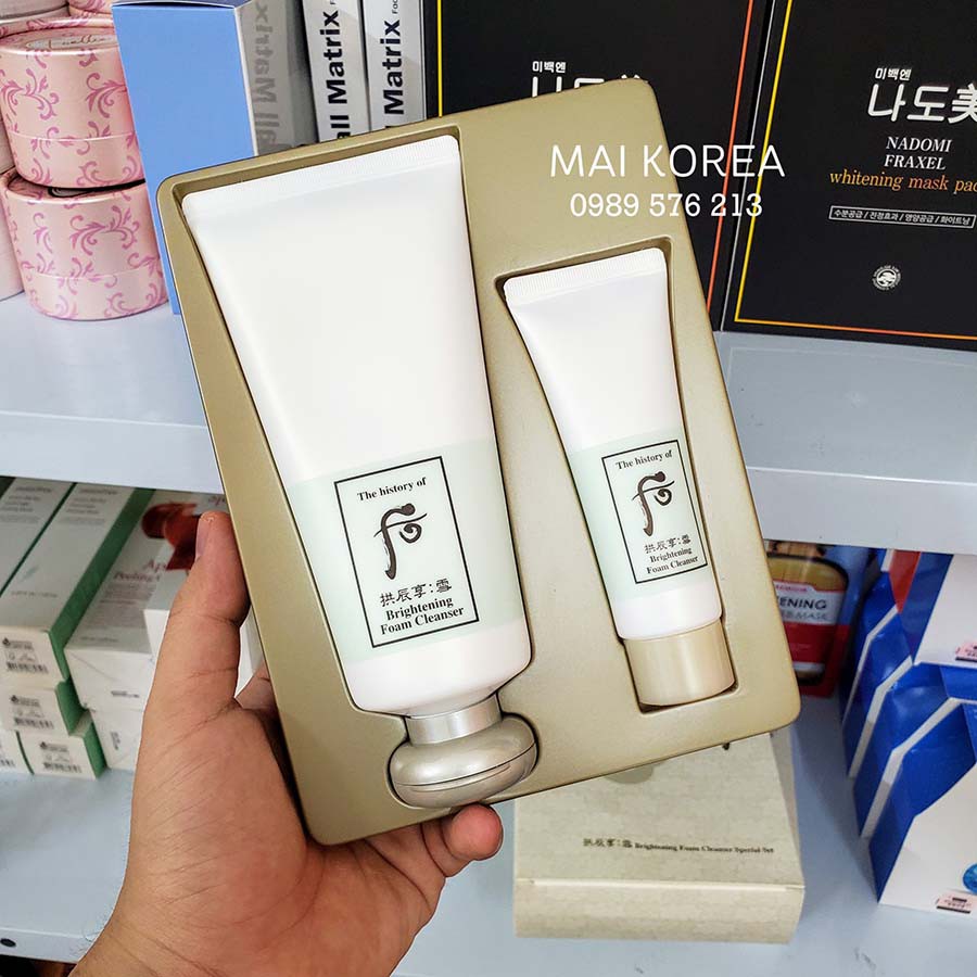 Set sữa rửa mặt Whoo trắng cao cấp dưỡng sáng da 180ml+40ml