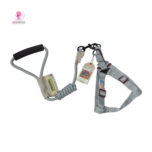 Bộ dây dẫn vòng yếm chó mèo siêu chắc TOUCHDOG - Màu Xám