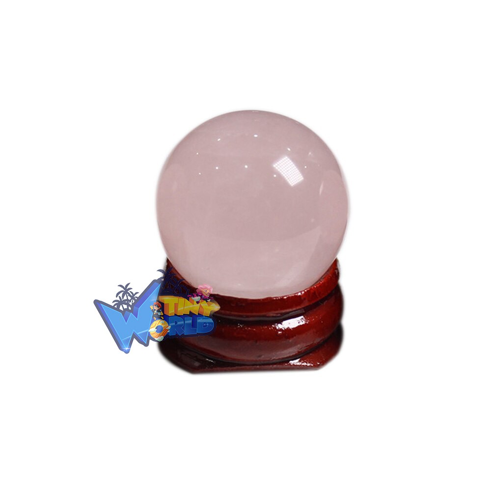 Quả Cầu Đá Phong Thủy Pha Lê Hồng Rose Quartz 3cm Đen có Đế chân đặt Đẹp