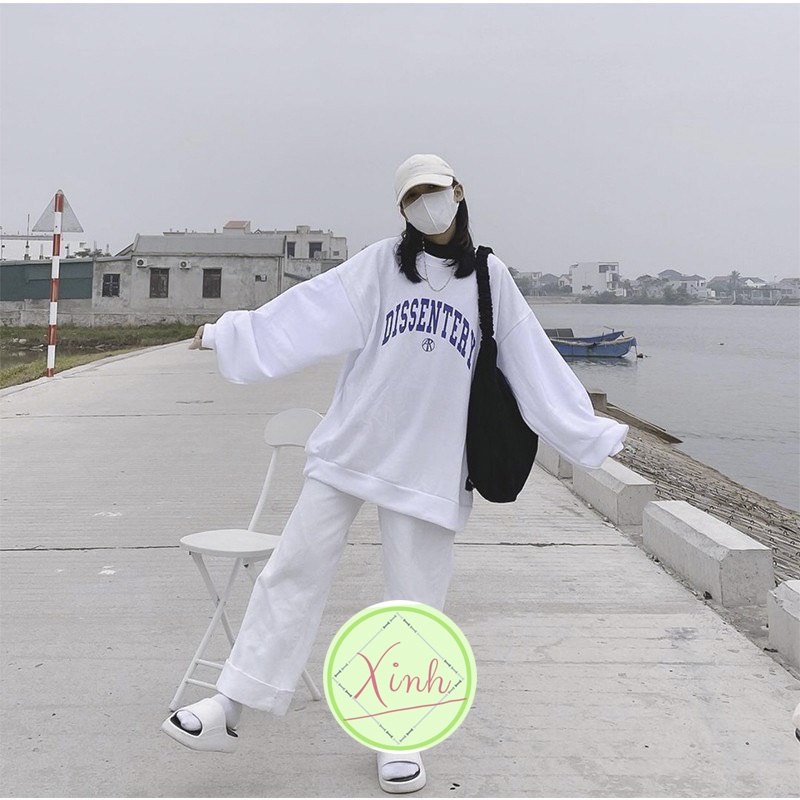 Áo nỉ DISSEN unisex dài tay nam nữ mặc thoải mái, Sweater DISSEN
