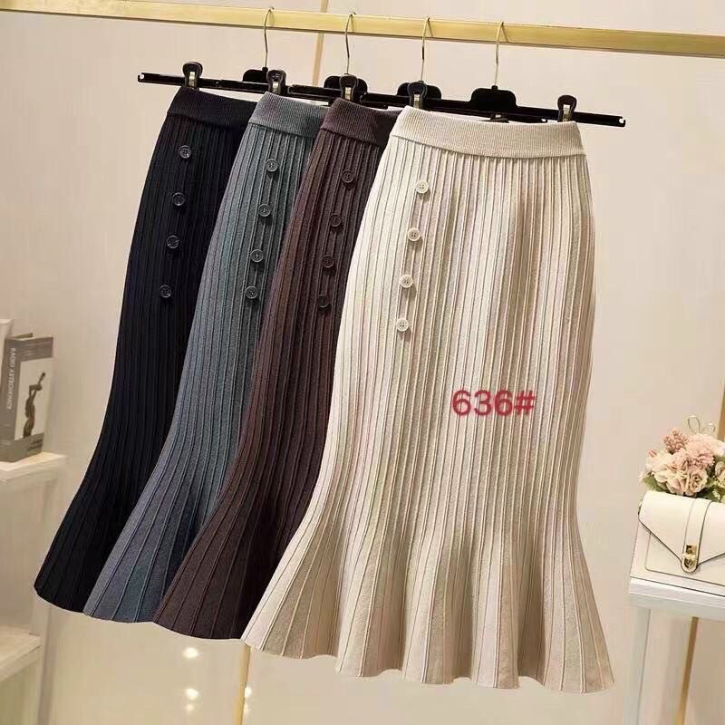 Chân váy len dài đuôi cá đính khuy QC siêu xinhh | BigBuy360 - bigbuy360.vn