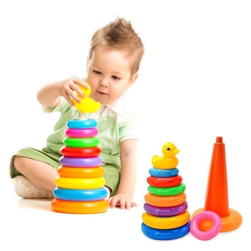 Đồ Chơi Sơ Sinh Cho Bé Từ 6 Tháng_ Xếp Tháp 9 Tầng Size Lớn Cho Bé Phân Biệt Màu Sắc Kích Cỡ