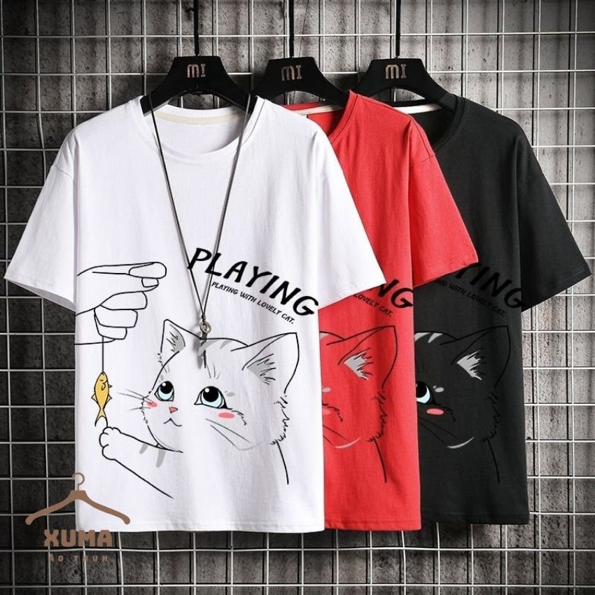 [ FREE SHIP ] Áo phông áo thun nam tay ngắn cổ tròn chất thun lạnh co giãn 4 chiều hình mèo xuma