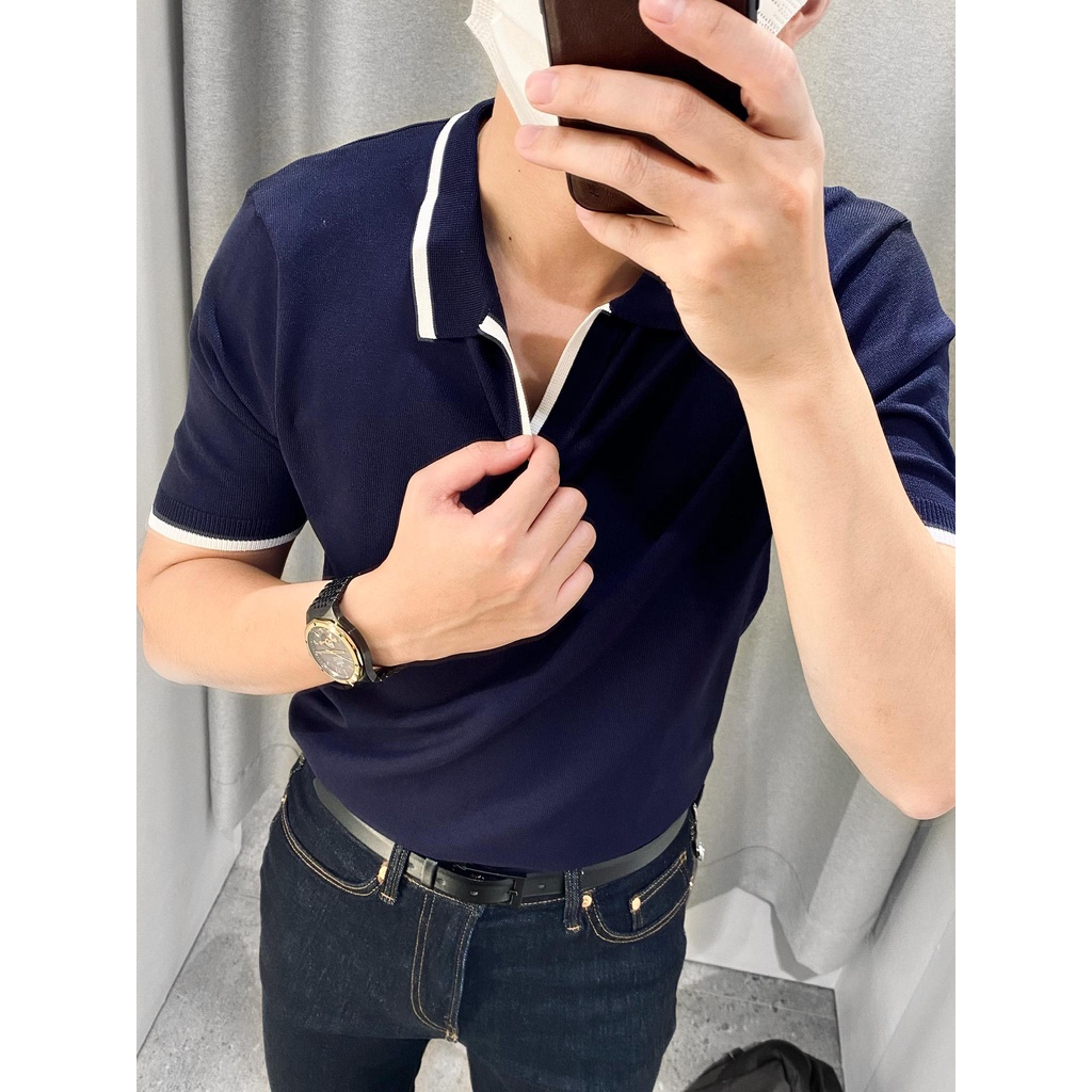 Polo Dệt Kim Hai Màu