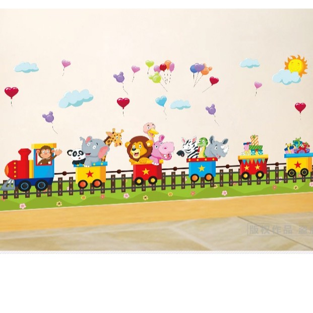 🚉🚉Tranh decal dán tường ĐV VÀ ĐOÀN TÀU cho bé - Decal dán tường🚉🚉