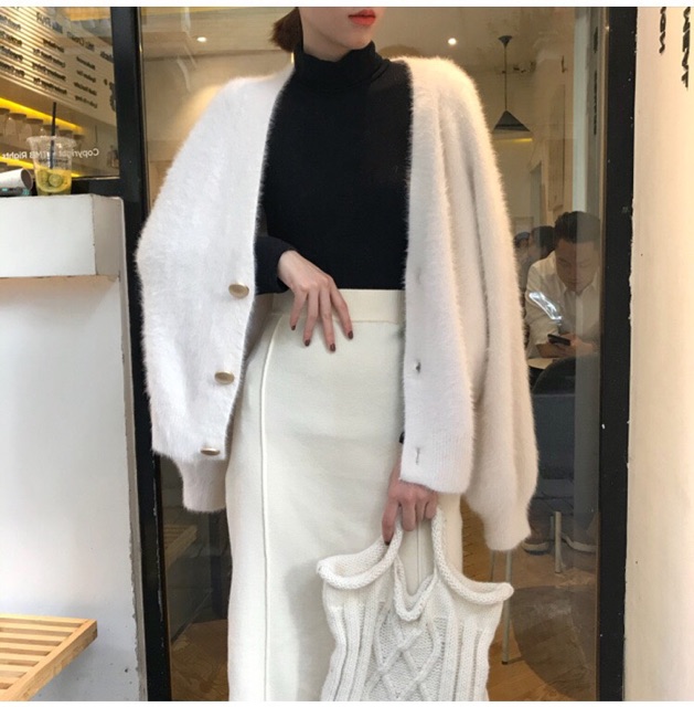 Áo khoác cadigan len lông dáng ngắn, có ảnh thật | BigBuy360 - bigbuy360.vn