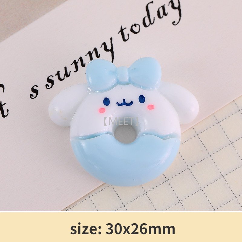 Phụ kiện trang trí thủ công chất liệu resin hình bánh donut hoạt hình nhiều phong cách