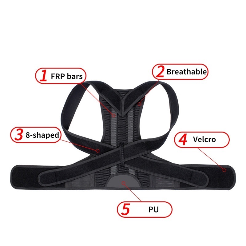 Đai đeo vai WINMAX hỗ trợ làm thẳng lưng giúp chống gù lưng chất liệu vải thoáng khí màu đen