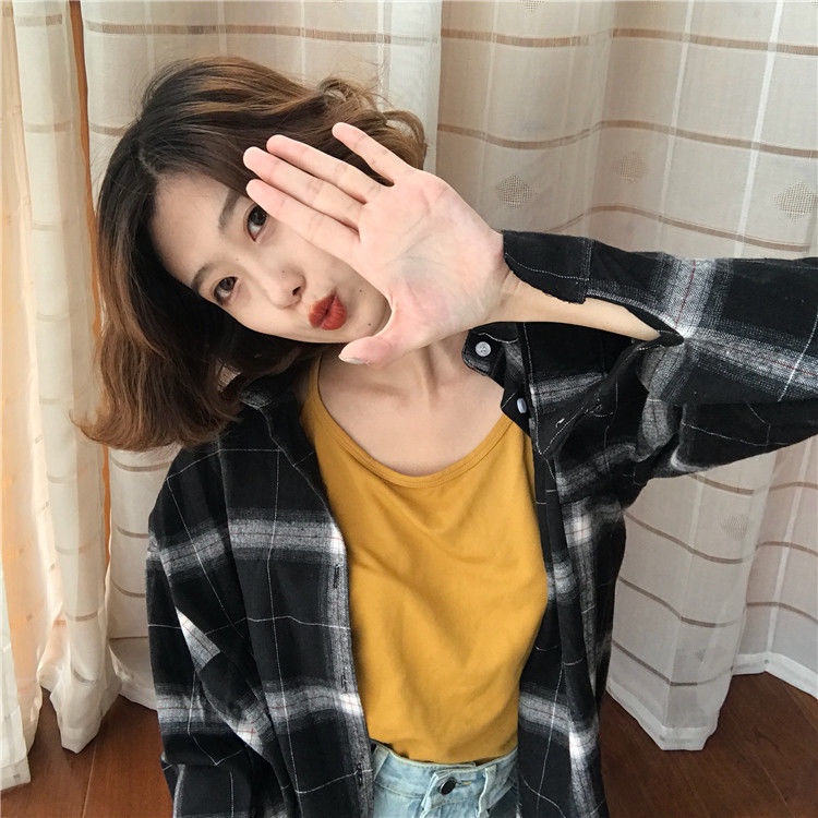 Áo Sơ Mi Tay Dài Dáng Rộng Họa Tiết Kẻ Sọc Thời Trang