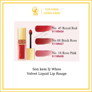 ⚡hàng mới⚡son kem lì whoo màu 18, màu 88