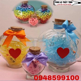 Bình Thủy Tinh Hình Trái Tim Nhỏ 300ML Nút Bần