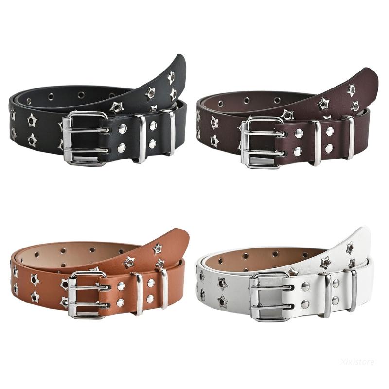 Thắt lưng da thiết kế khóa kim loại hình ngôi sao thời trang cho nữ