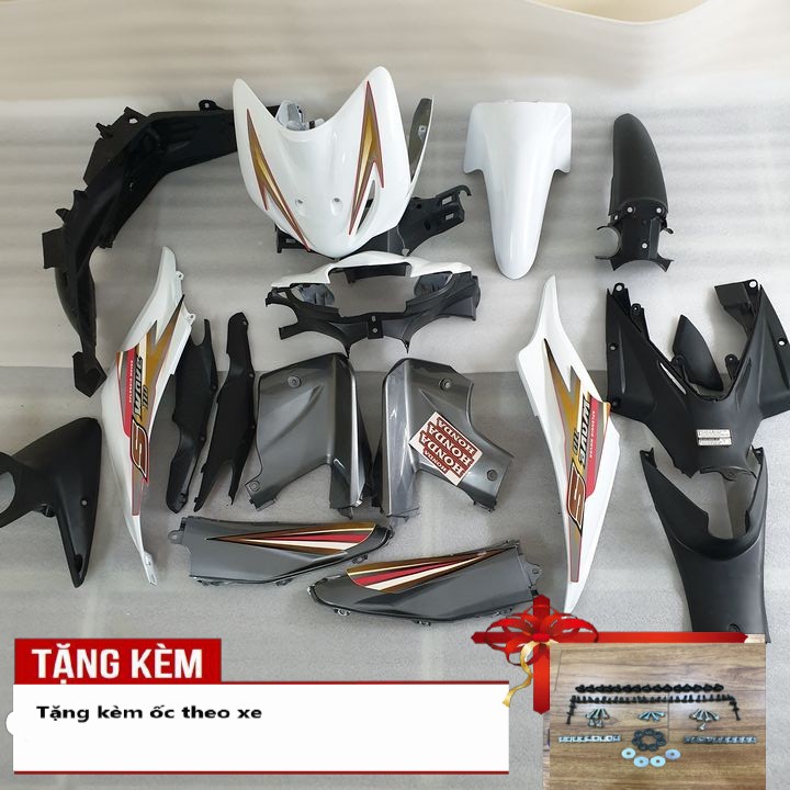 Bộ nhựa xe Wave S110 đời 2008 đến  2010 Màu Trắng  Dàn áo xe Wave S110 - B546