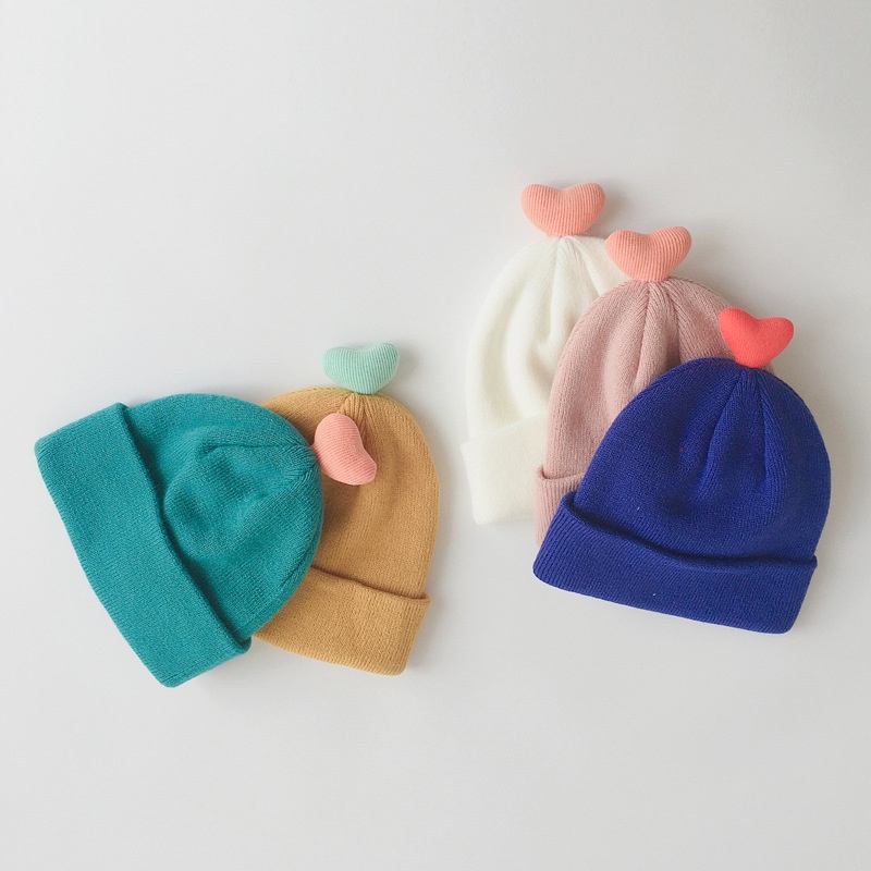 Mũ len trái tim siêu co giãn cho bé [6m-3y] [SHOP MẸ BOB 86]