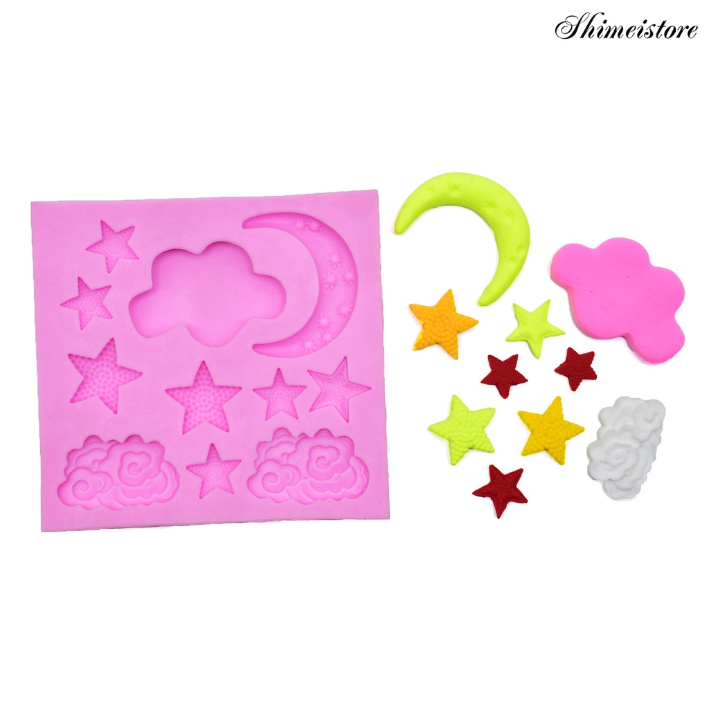Khuôn Silicone Làm Bánh Không Dính Tạo Hình Trăng Sao Đám Mây DIY 5