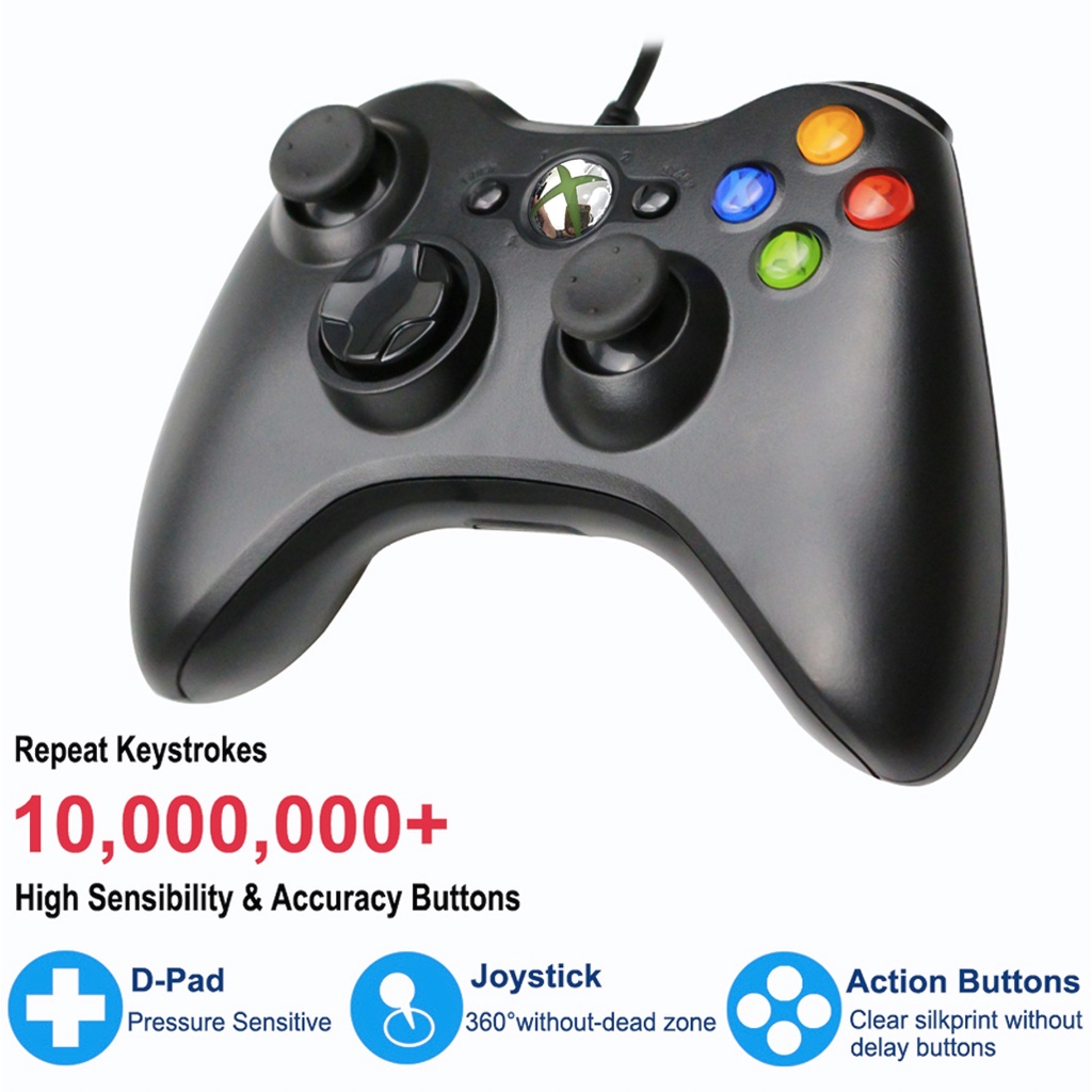 Tay cầm chơi game có dây cho Xbox 360, PC, Laptop Cần điều khiển  có rung FIFA Online 4 fo4  Gamepad Full Skill
