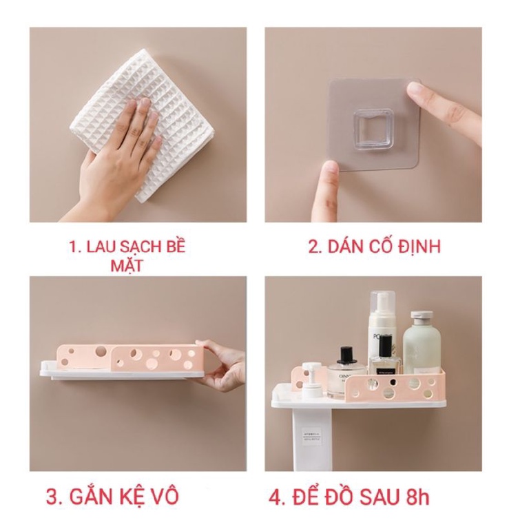 KỆ NHỰA CAO CẤP DÁN TƯỜNG ĐỂ DẦU GỘI SỮA TẮM, MỸ PHẨM TRONG PHÒNG TẮM
