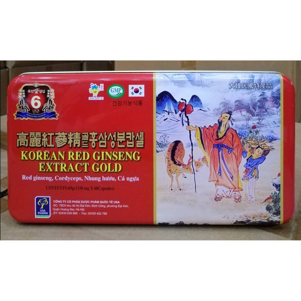 Viên bổ Korean red ginseng gold Giúp bồi bổ cơ thể, ăn ngủ ngon, cho người suy nhược cơ thể.