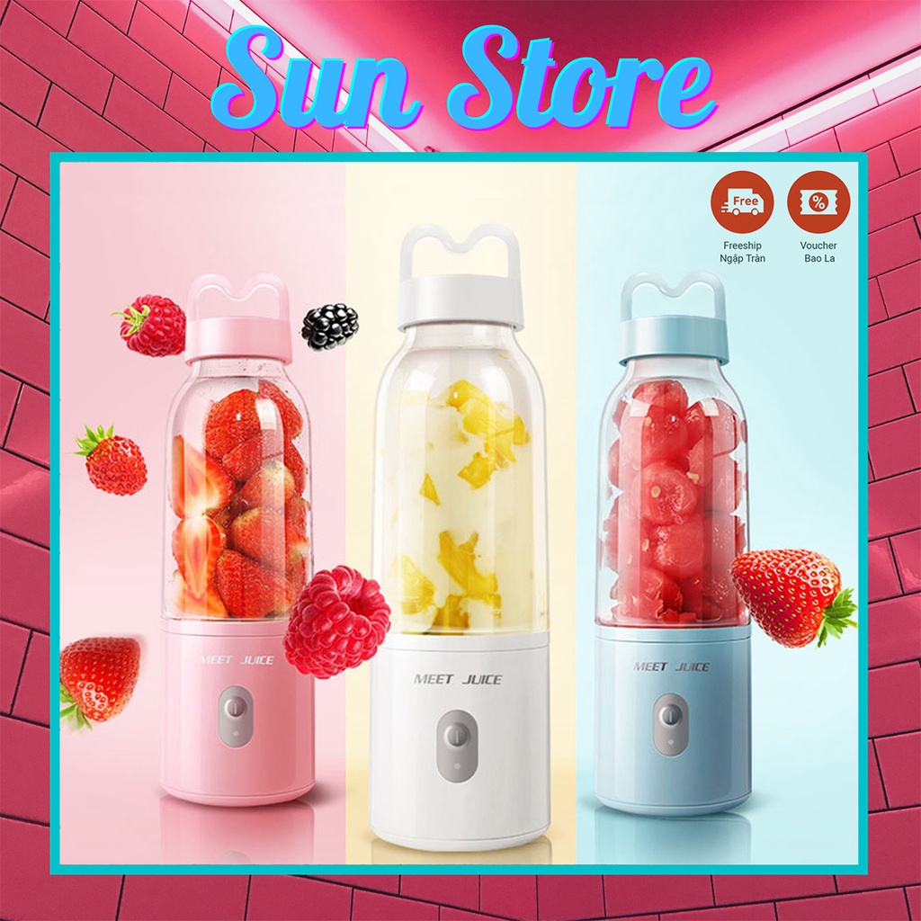 Máy xay sinh tố hoa quả cầm tay mini Meet Juice 500ml tiện dụng đi du lịch, đi học, đi làm - SunStoreVN