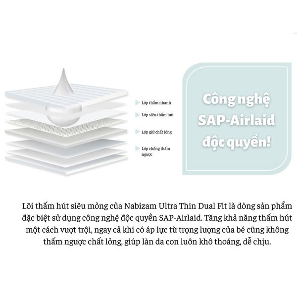 COMBO 4 Bịch Tã/Bỉm Dán NABIZAM Ultrathin Nội Địa Hàn Cao Cấp, Mỏng Và Thấm Hút Tối Ưu Size M Cho Bé 6-11Kg 40 Miếng