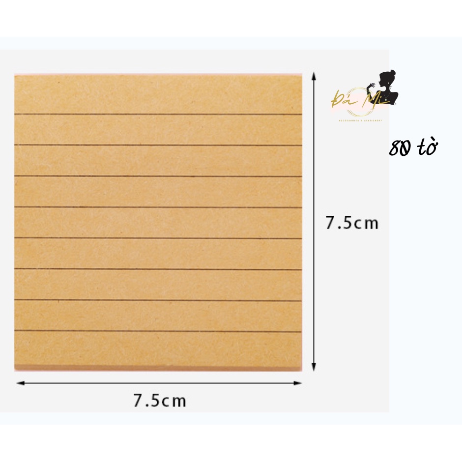 Giấy ghi chú giấy note  80 tờ kiểu Vintage có keo dán chắc chắn dễ sử dụng