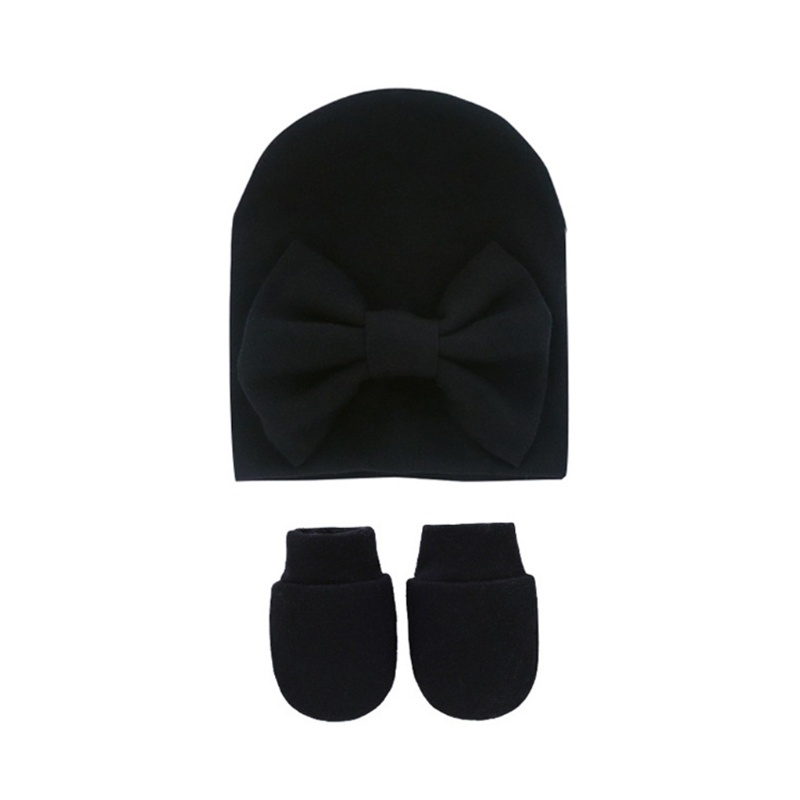 Set 2 Găng Tay Cotton Mềm Mại Đính Nơ Chống Xước Cho Bé Sơ Sinh 0-3 Tháng Tuổi