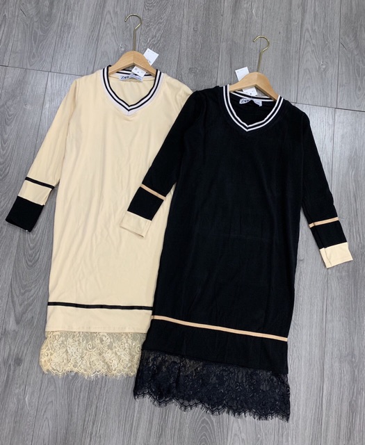 Váy suông cotton len chân ren nữ VAY15 | BigBuy360 - bigbuy360.vn