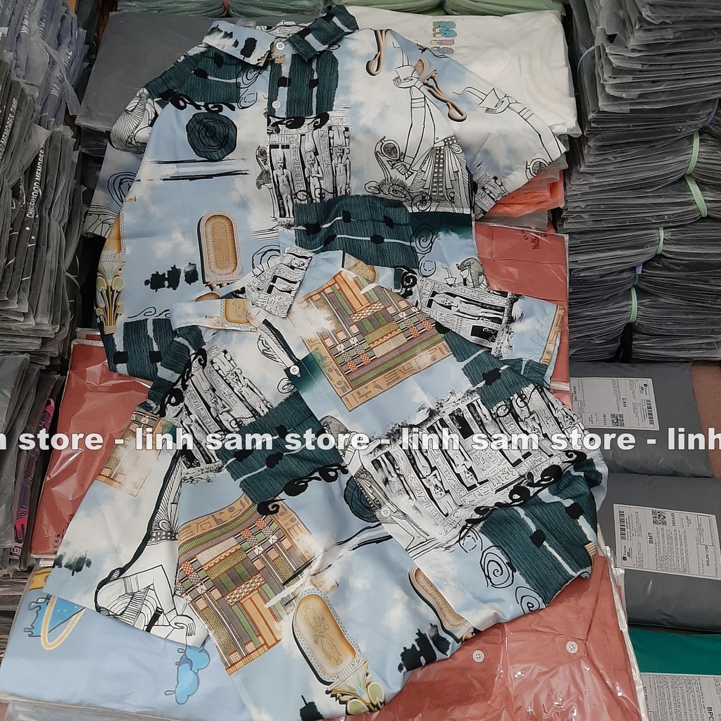 Áo sơ mi nữ in 3D cổ bẻ tay ngắn - lỡ dáng ulzzang freesize form rộng unisex mặc cặp, nhóm, in hình TƯỢNG AI CẬP | BigBuy360 - bigbuy360.vn