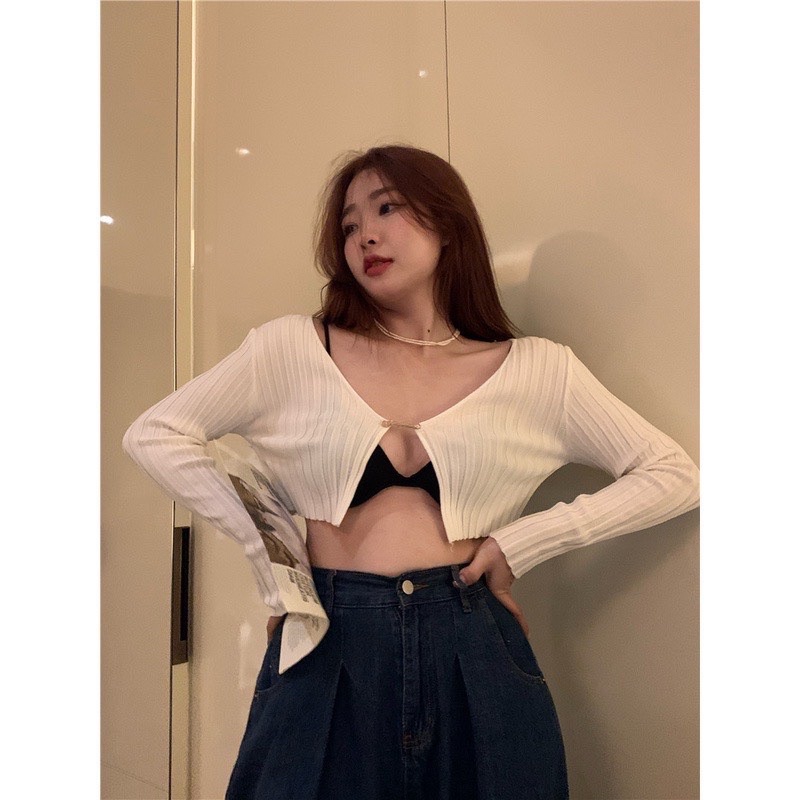 Áo khoác croptop khoác len tăm_cachuashophcm