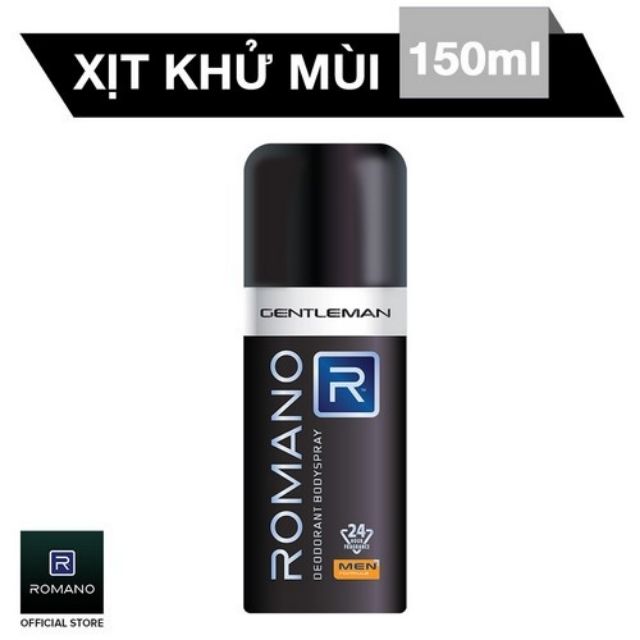 Combo bộ 3 sản phẩm Romano: dầu gội_sữa tắm 180g_ xịt khử mùi 150ml Gentlemen | BigBuy360 - bigbuy360.vn