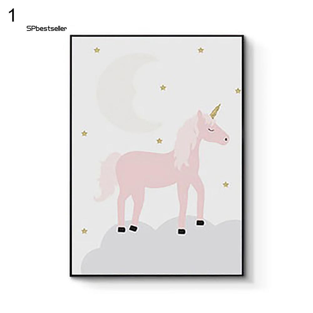 Tranh vải treo tường trang trí hình kỳ lân và thỏ đáng yêu độc đáo