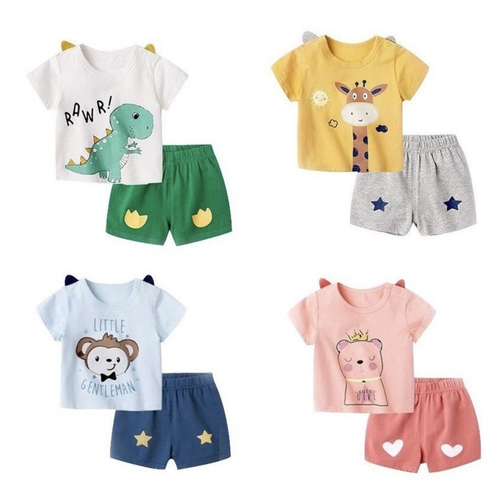 Bộ Cộc Tay cho Bé  Bộ Minky Mom Cộc Tay Với họa Tiết Khủng Long Siêu Dễ Thương  Chất Thun Lạnh Siêu Mềm Mịn Mát .