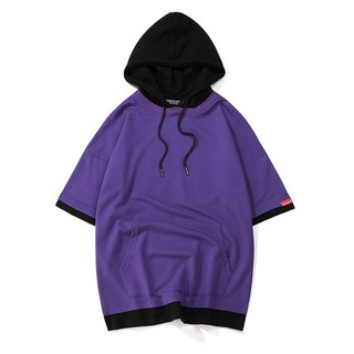 Áo Hoodie nam nữ tay ngắn màu tím AHDT302 - AHDT207 - Chất vải Cotton 100% Xịn Xò - Phong Cách Streetwear độc đáo