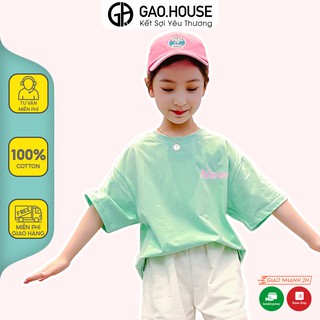Áo thun bé gái Gạo House Cotton 4 chiều cổ tròn in chữ New xinh xắn [T3]