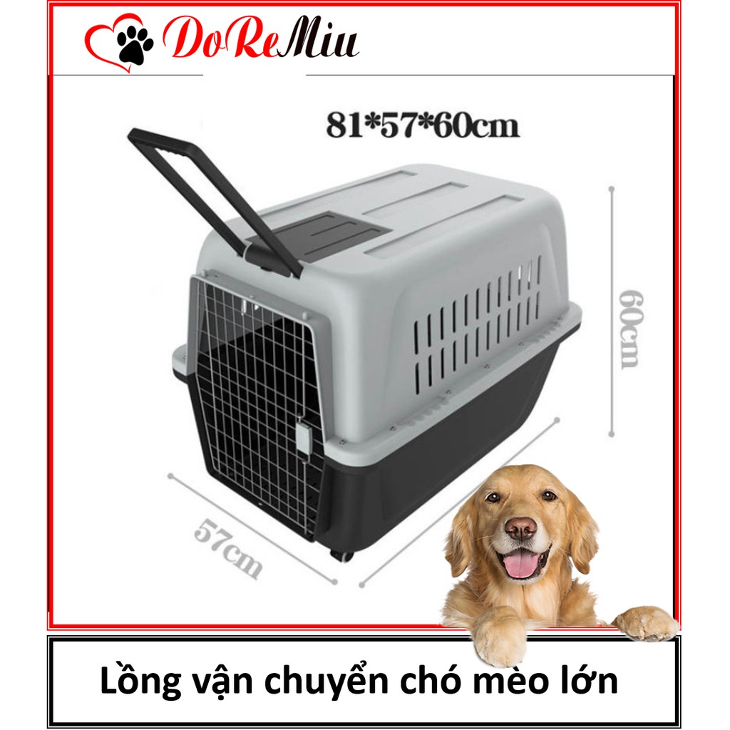 Lồng hàng không Doremiu Size 4 có bánh xe có tay kéo - Lồng vận chuyển chó mèo thú cưng loại lớn